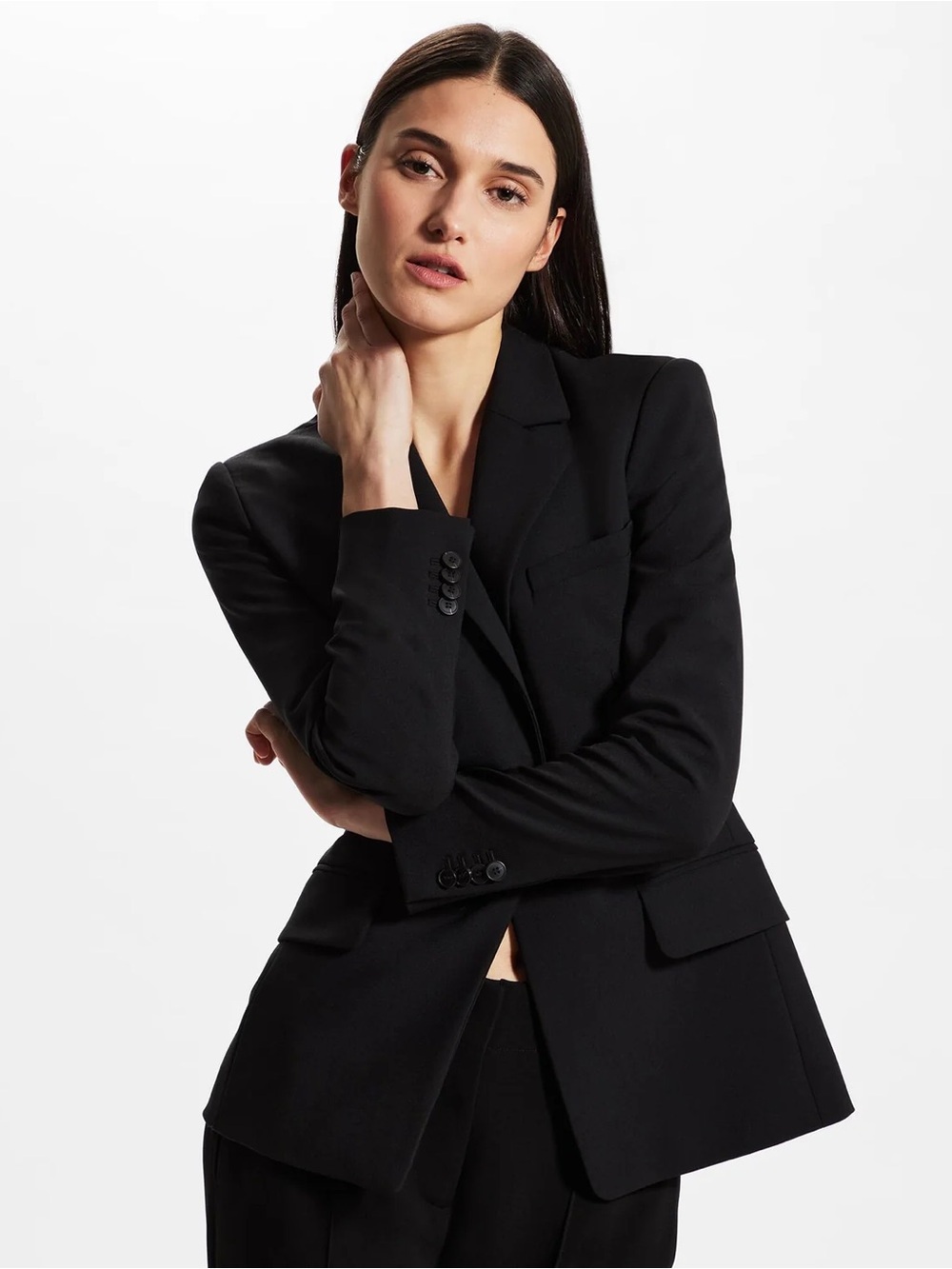 CLUB MONACO Women's Slim Fit Wool Blend Single Breast Borrem Blazer - Black Sz 8